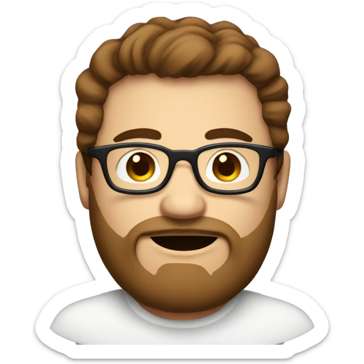 A fat man with brown hair and brown short beard and round glasses who drinks coffee  sticker