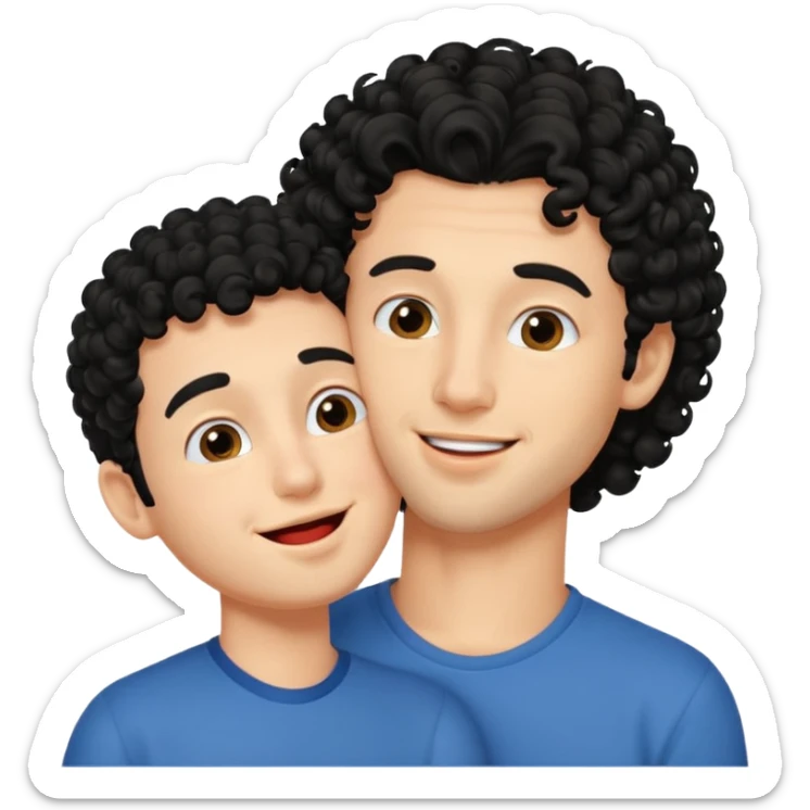 a handsome man with black curly hair tries to kiss sticker