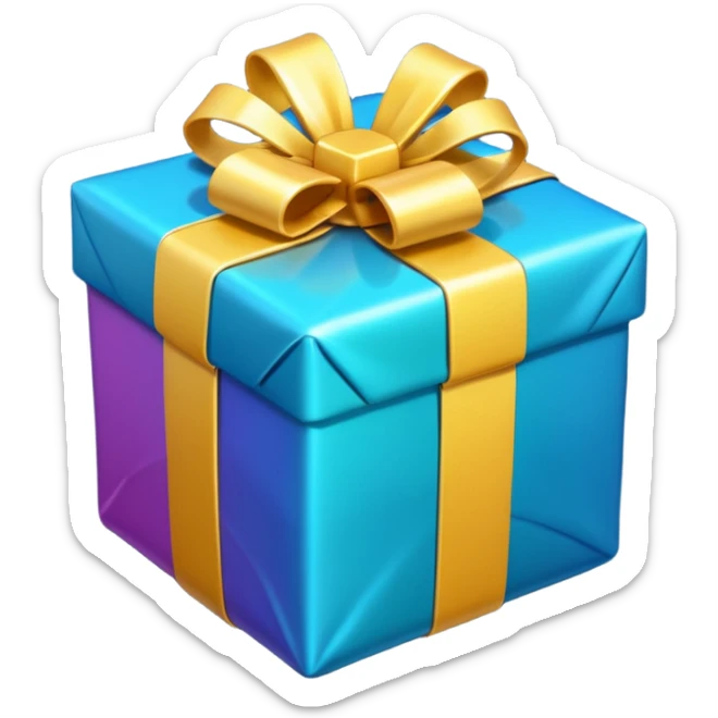 I want to generate a 3d image of a gift in a trivia design sticker