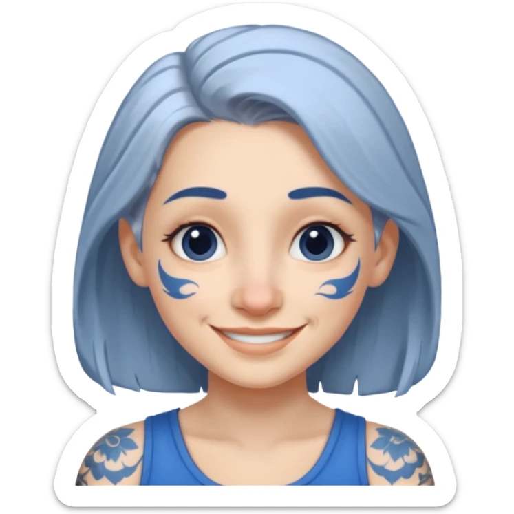 white-gray haired heavy blue tattooed big nose young girl sticker