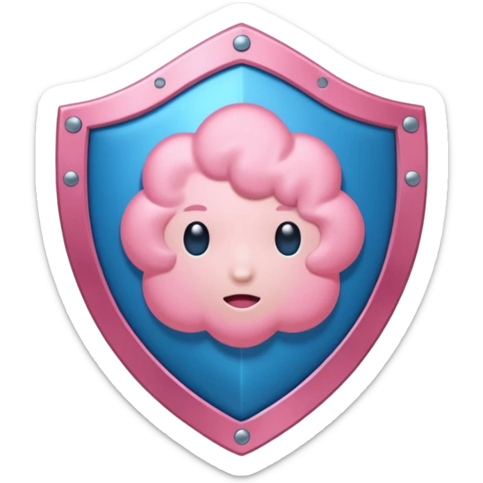 nube de estrés rosita y un escudo que representa el sistema inmune. sticker