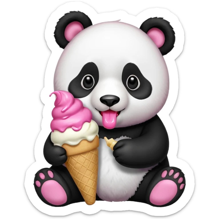 Panda eating ice cream sticker