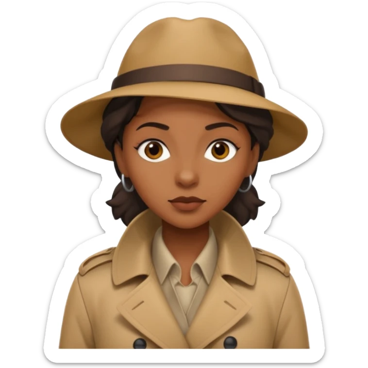 kahverengi trençkotlu kadın zenci dedektif  sticker