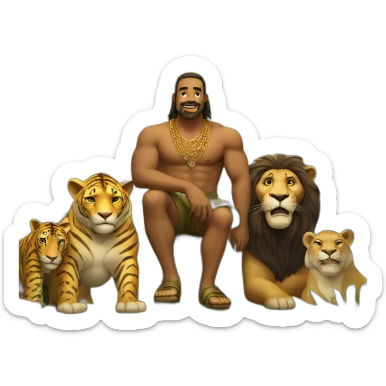 King of jungle with animals of the jungle  sticker