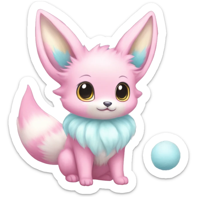 Kawaii Pastel Cotton-Candy-Colored Eeveelution-Cute-fox-Bunny-Pokémon-fusion full body sticker