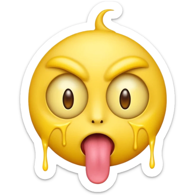 Generate an emoji with yellow lazer eyes, with his tongue out sticker