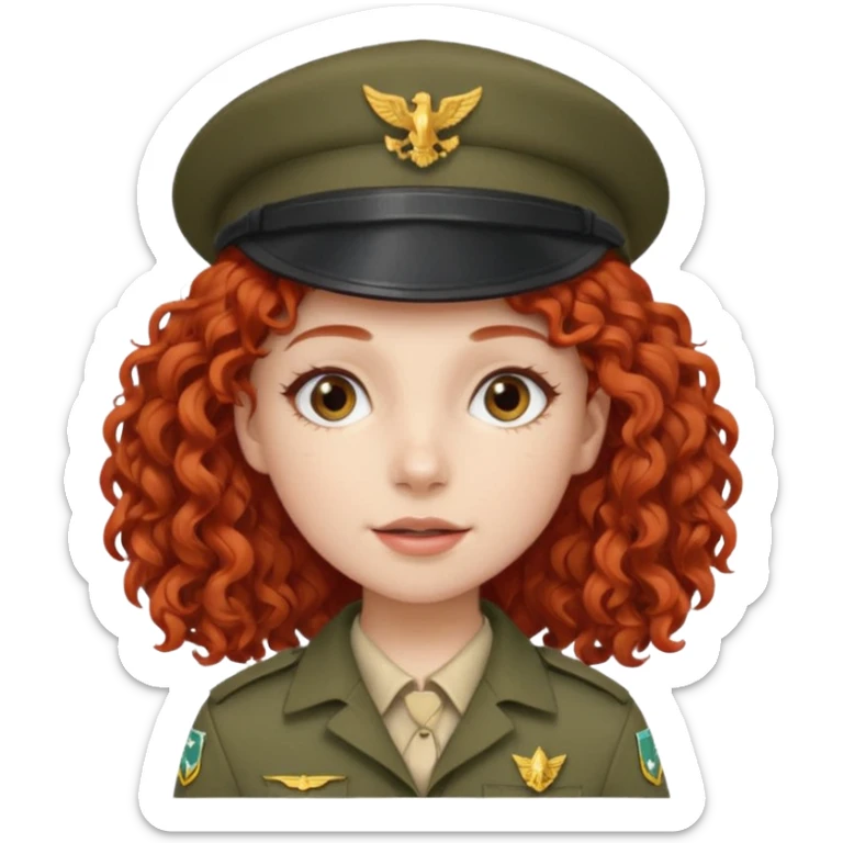 scout girl with red curly hair and uniform and hat sticker