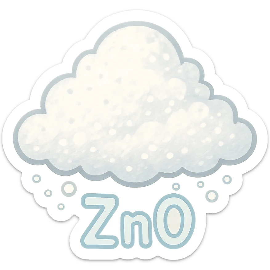 pastel toon style zinc oxide as a white cloud of powder sticker