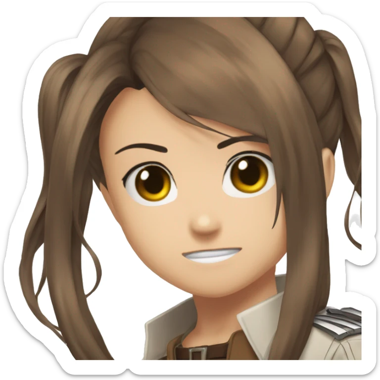 Sasha Braus brown hair hair in a ponytail anime attack on titan sticker