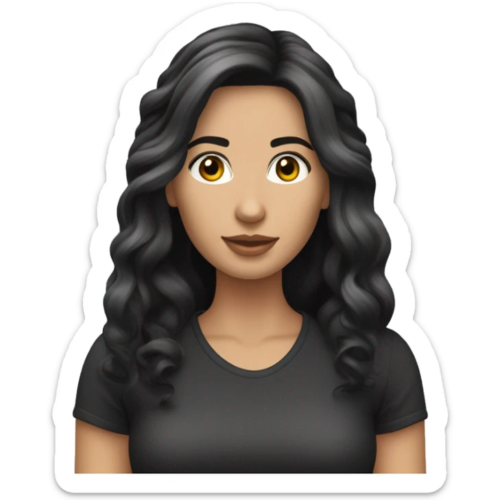 lange schwarze offene  haare, helle hautfarbe, weiblich, bauer augen sticker