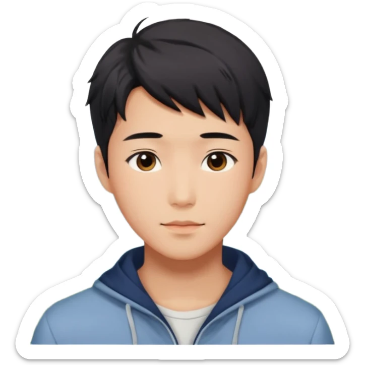 Gorgeous romantic Asian anime gentle man with blushing face aesthetic trending style outside sticker