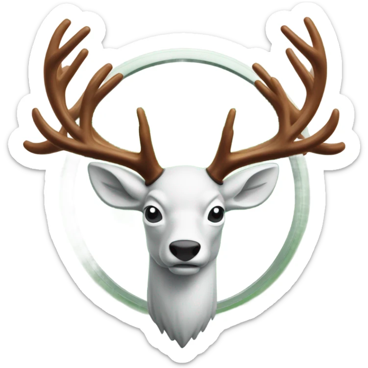 “Flying stag emoji with antlers, wings, and ice elements, blending Jägermeister and Red Bull energy.” sticker