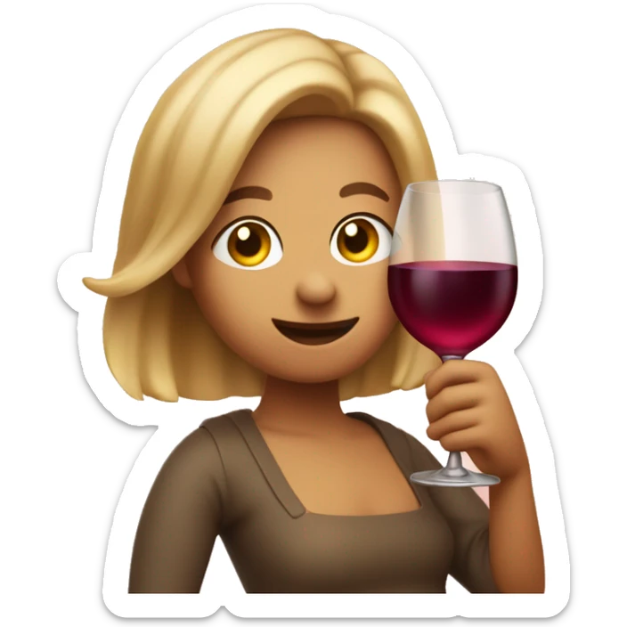A tipsy ❤️ emoji holding a wine bottle, looking off-balance in a soft, dreamy blur sticker