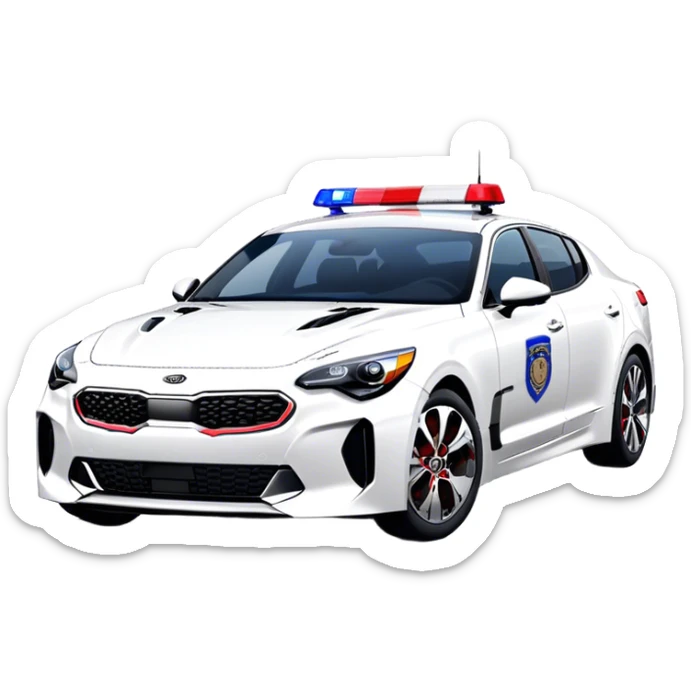 Police Car - Kia Stinger (Model Year: 2018) (Iconic Colour: White with blue and red markings) sticker