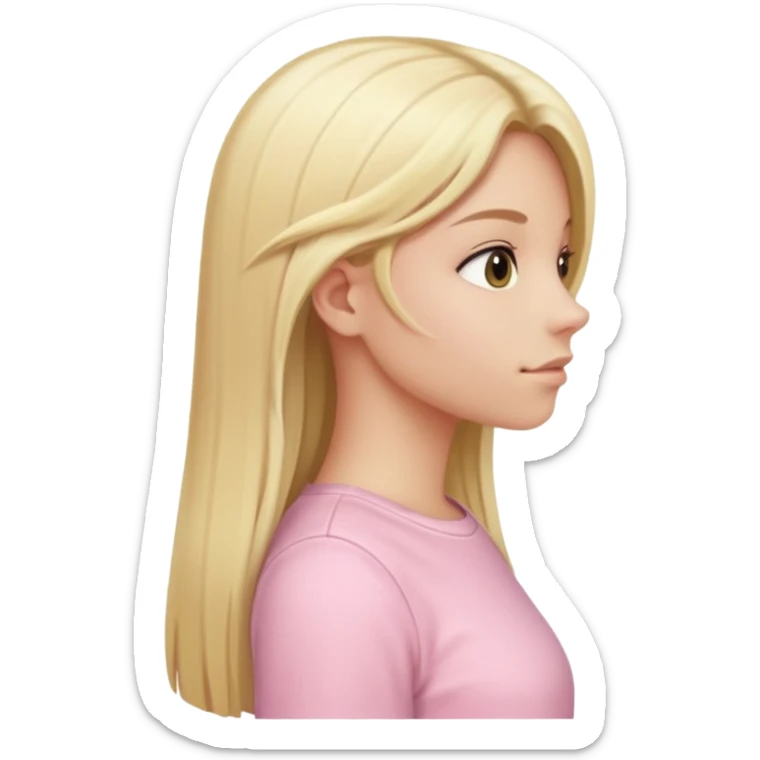 girl in light pink clothes, blonde with long straight hair, side view, variation 3 sticker