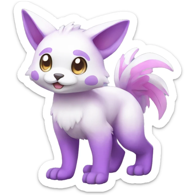 Cute cool purple white pink animal hybrid Fakemon full body sticker