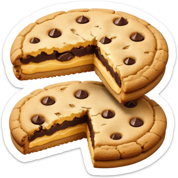 A pair of plain cookies, one of them with a bite taken out. sticker