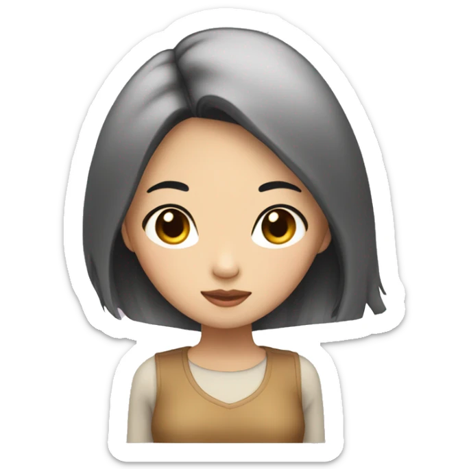 asian girl with black hair and blond highlights  sticker