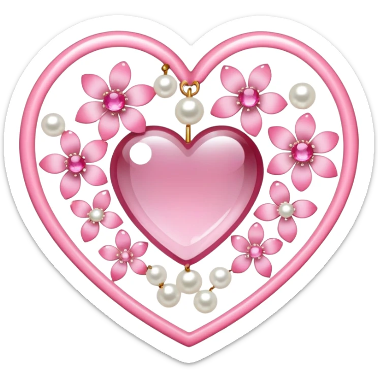 Sakura flower heart Cœur pastel suncatchers gemstones beadspearls crystals  sticker