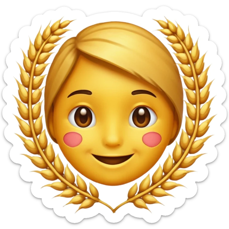 A loved fqce emoji but instead of heart, there is wheat sticker