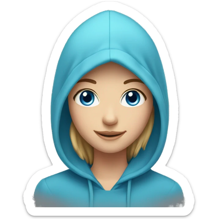 smiling girl in hoodie blue eyes and mascara sticker
