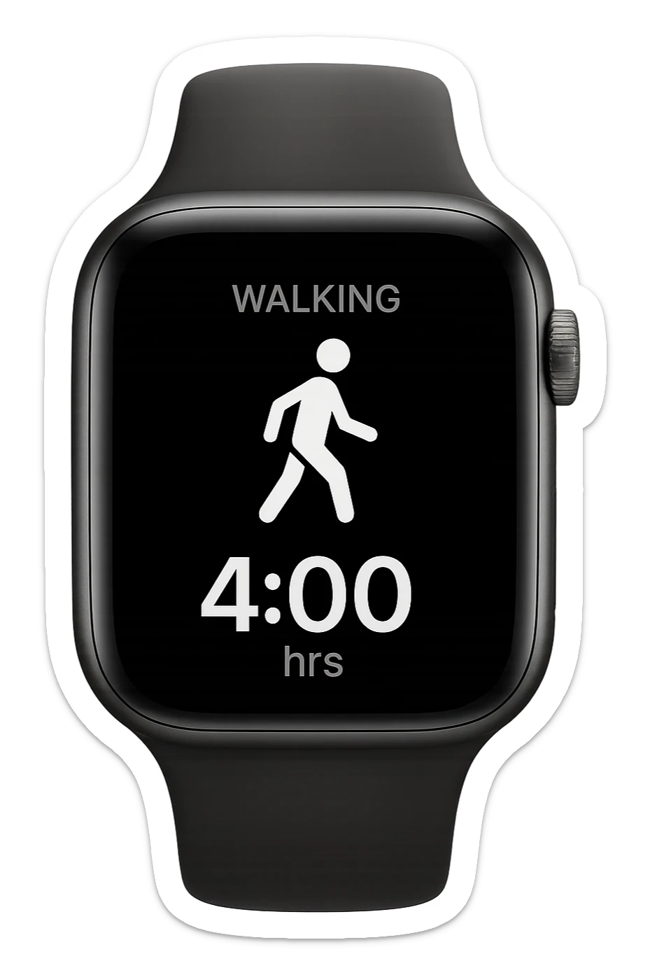 smartwatch con modalità attiva di camminata che segna 4 ore di camminata, REALISTICA 4K sticker