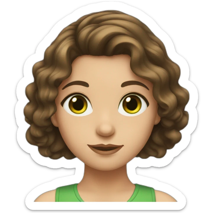 girl with wavy brunette hair and green eyes sticker