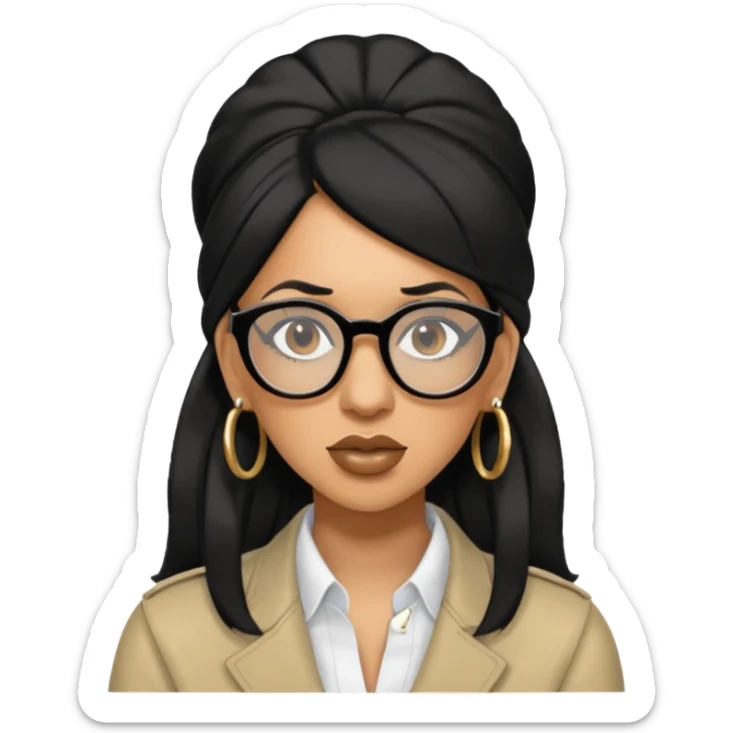 rapper Cardi B black hair wear glasses sticker