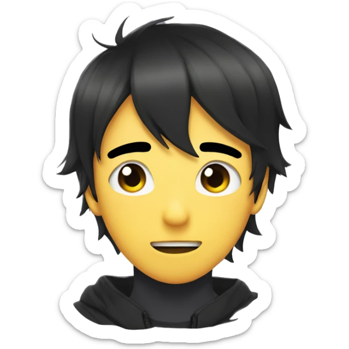 Anime boy with mask on his face and black hair falling over his eyes sticker