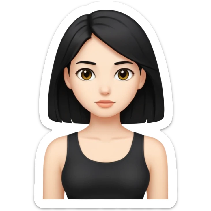 girl with black shoulder-length hair wearing a black tight-fitting top sticker