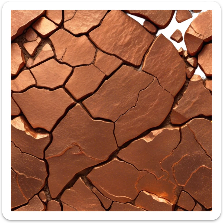 Cinematic Realistic Copper Ore, Warm and earthy, with rich, reddish-brown hues and intricate swirls of natural patterns across the rough, raw surface. The metal catches light with a gentle, glowing shimmer, exuding a rustic, organic charm. Soft glowing outline, capturing the essence of earthy elegance and natural beauty in raw copper ore. sticker
