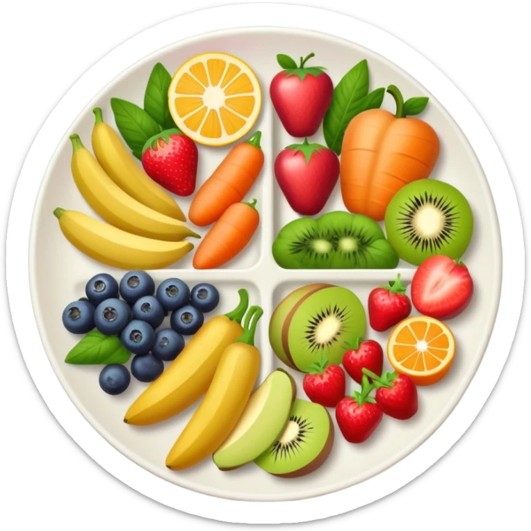 healthy food plate with fruits and vegetables sticker