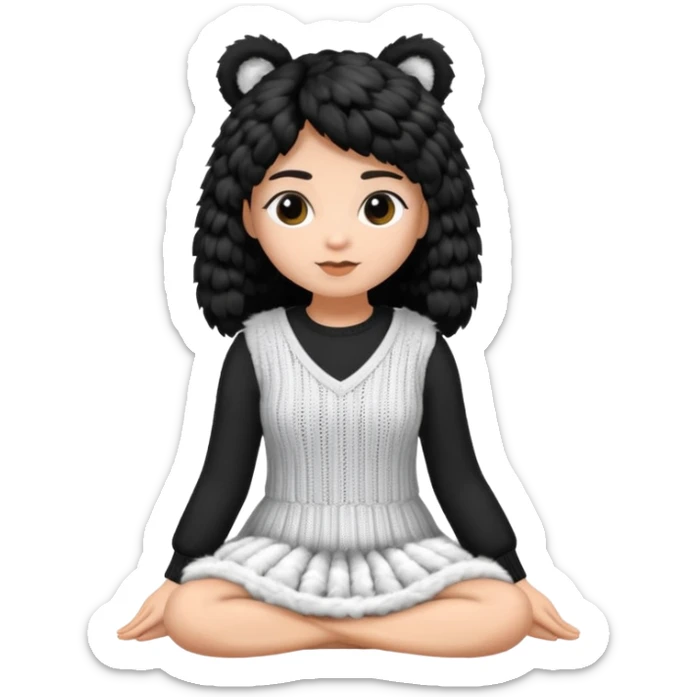 Barboncino seduto in bianco e nero con vestitino in maglia sticker