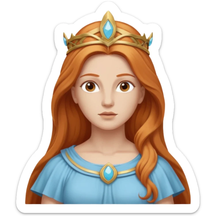 Minerva, Wisdom Goddess from Rome Mythology with long reddish blonde hair, light blue outfit sticker
