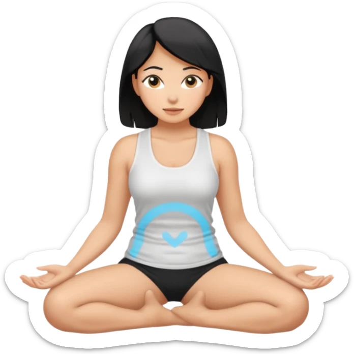 Tan woman with black hair with hands on knees, knees bent, arched back, big butt sticker