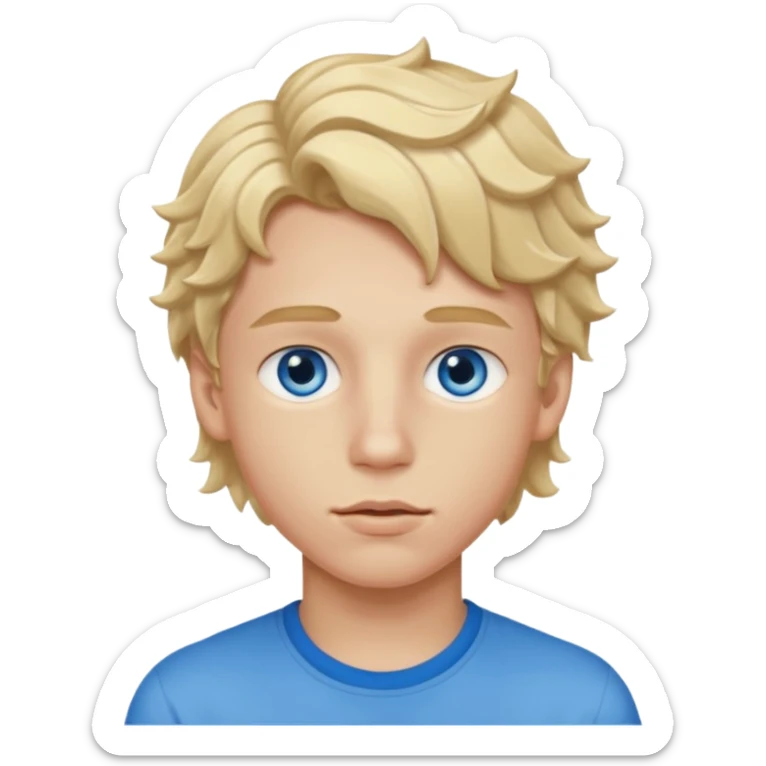 Teenage boy with blue eyes, blonde wavy hair and thick lips sticker