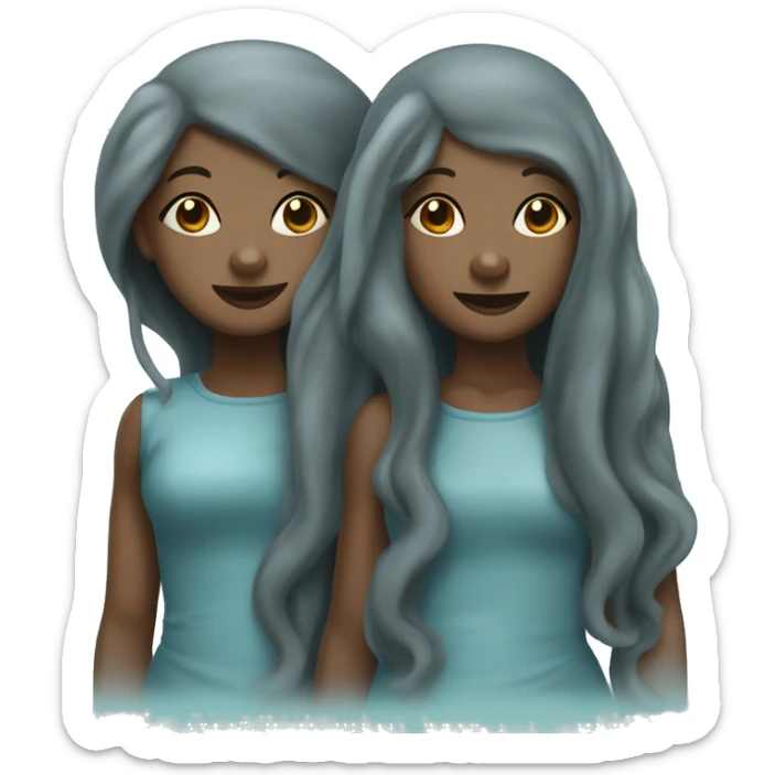 two brown skinned girls with long hair dressed up as manatees for halloween sticker