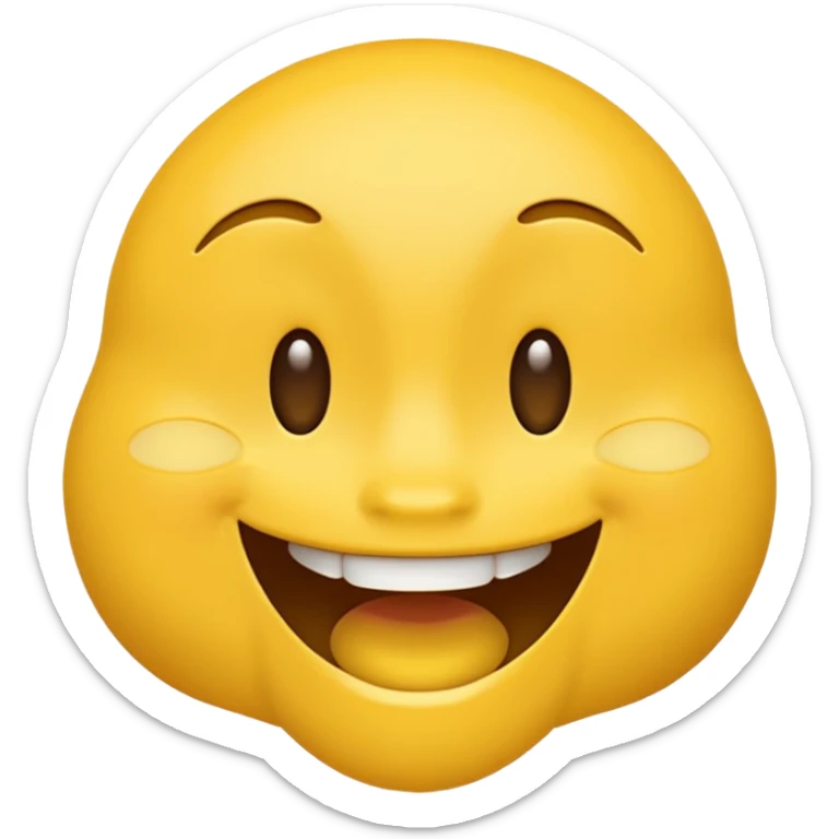 create an like yellow emoji that looks teally relaxed and smiles more on one site than another like one part of the mouth is wider up then the other. ONE part of the mouth should smile more then the other party sticker
