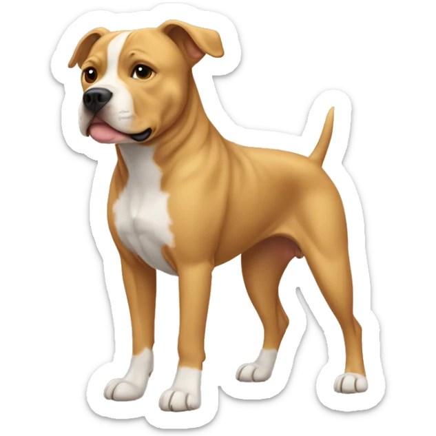 Pitbull crossed with golden retriever, full body flowy  hair.  sticker