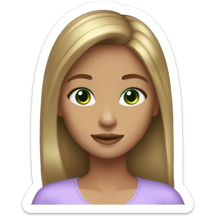 golden brown straight hair green eyes lavender dress sticker