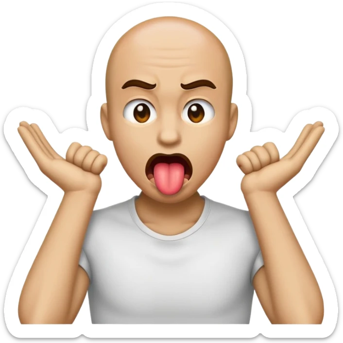 Emoji sticking out tongue mad grabbing neck arms crossed sticker