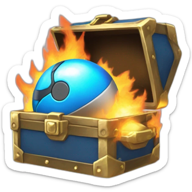 Pokemon Game LootCase Color Blue Fire Flame Rich Treasure Legendary Epic Pokeballs and Pokemons Inside this have Shiny Glow sticker