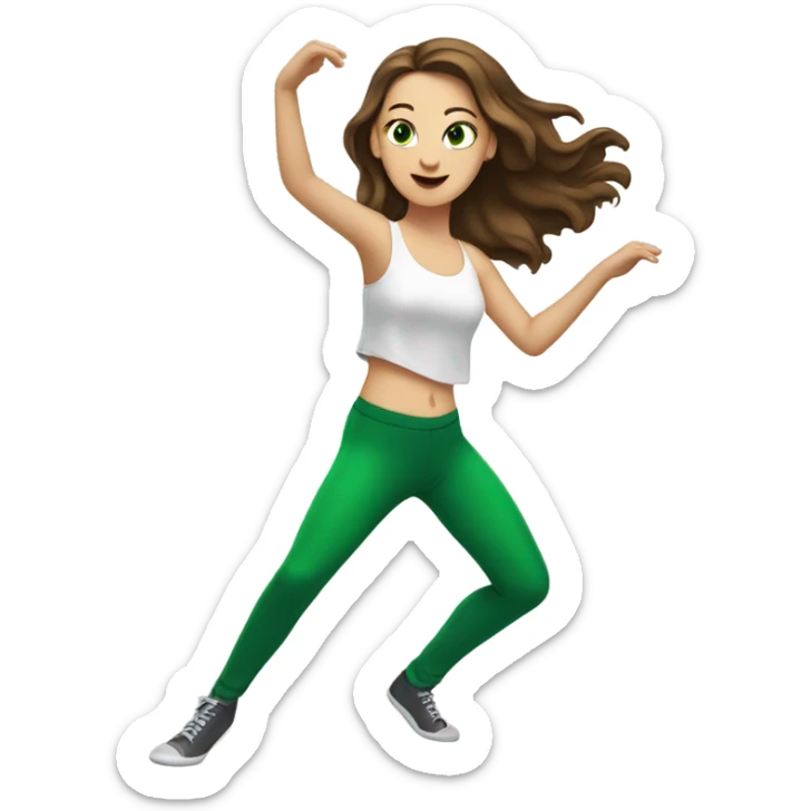 Eva white girl with brunette hair and green eyes dancing sticker