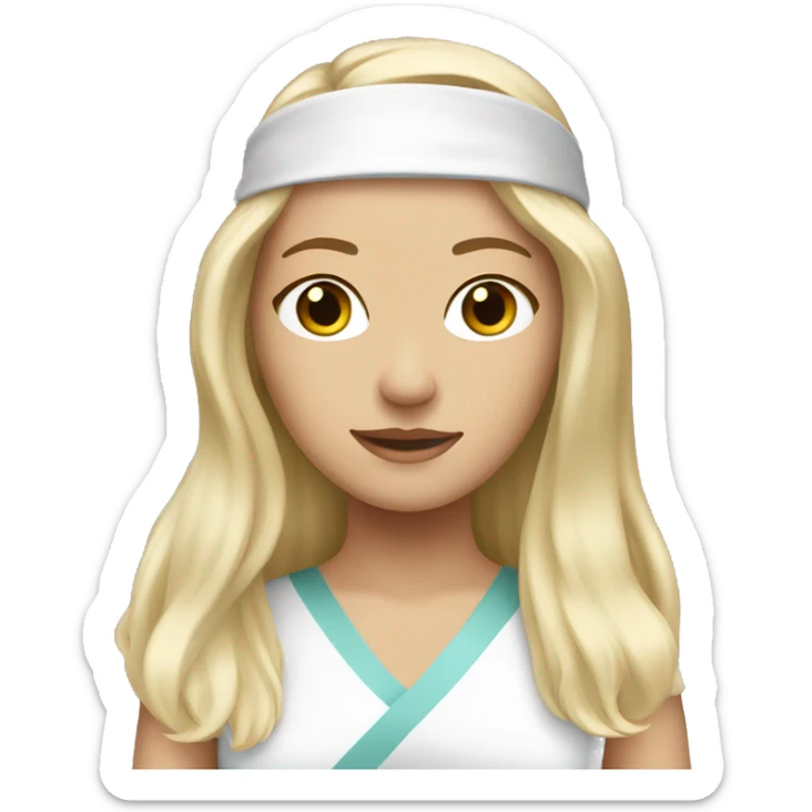 a long haired blond-haired women with a white medical head bandage sticker
