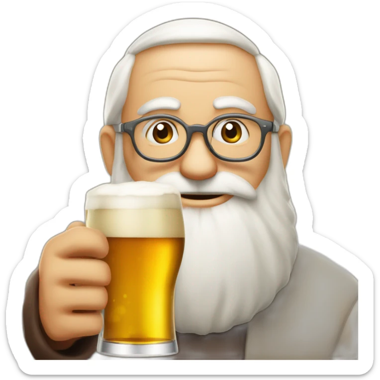 Père Noël qui offre un verre de bière à un enfant sticker