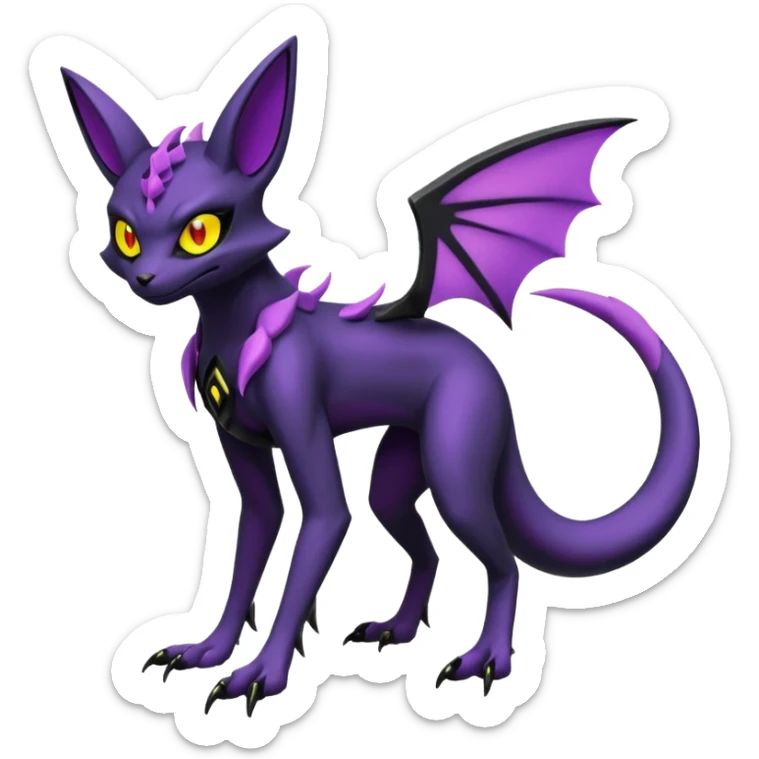 Gothic Edgy Badass Cool Noibat-Genesect-Umbreon-Salandit-Fakémon-hybrid-creature (full body)  sticker