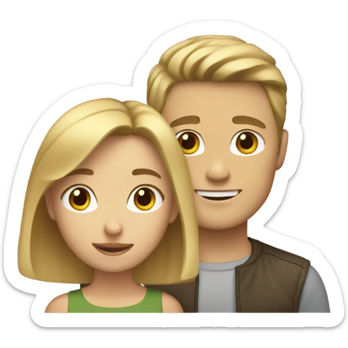 light brown hair girl and blonde guy with short hair sticker