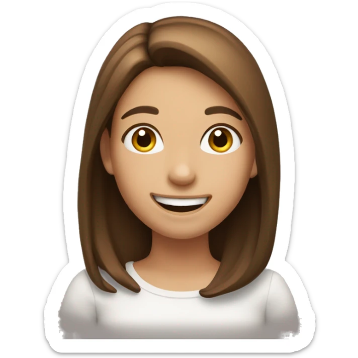 Very happy and excited girl with brown hair sticker