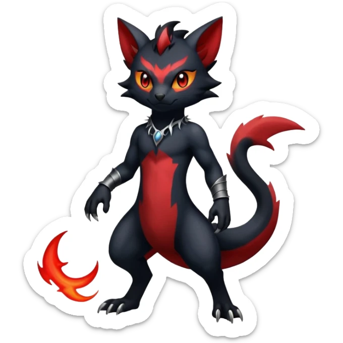 Shiny Dark Gothic Badass Handsome Salandit-Zorua-Litten full body sticker