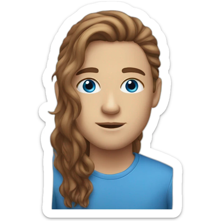 white with blue eyes and brown long hair and freckles sticker